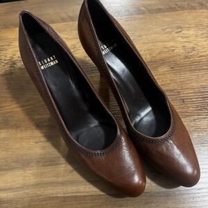 STUART WEITZMAN Brown Leather Pointed Toe Platform Pumps  | Size 7